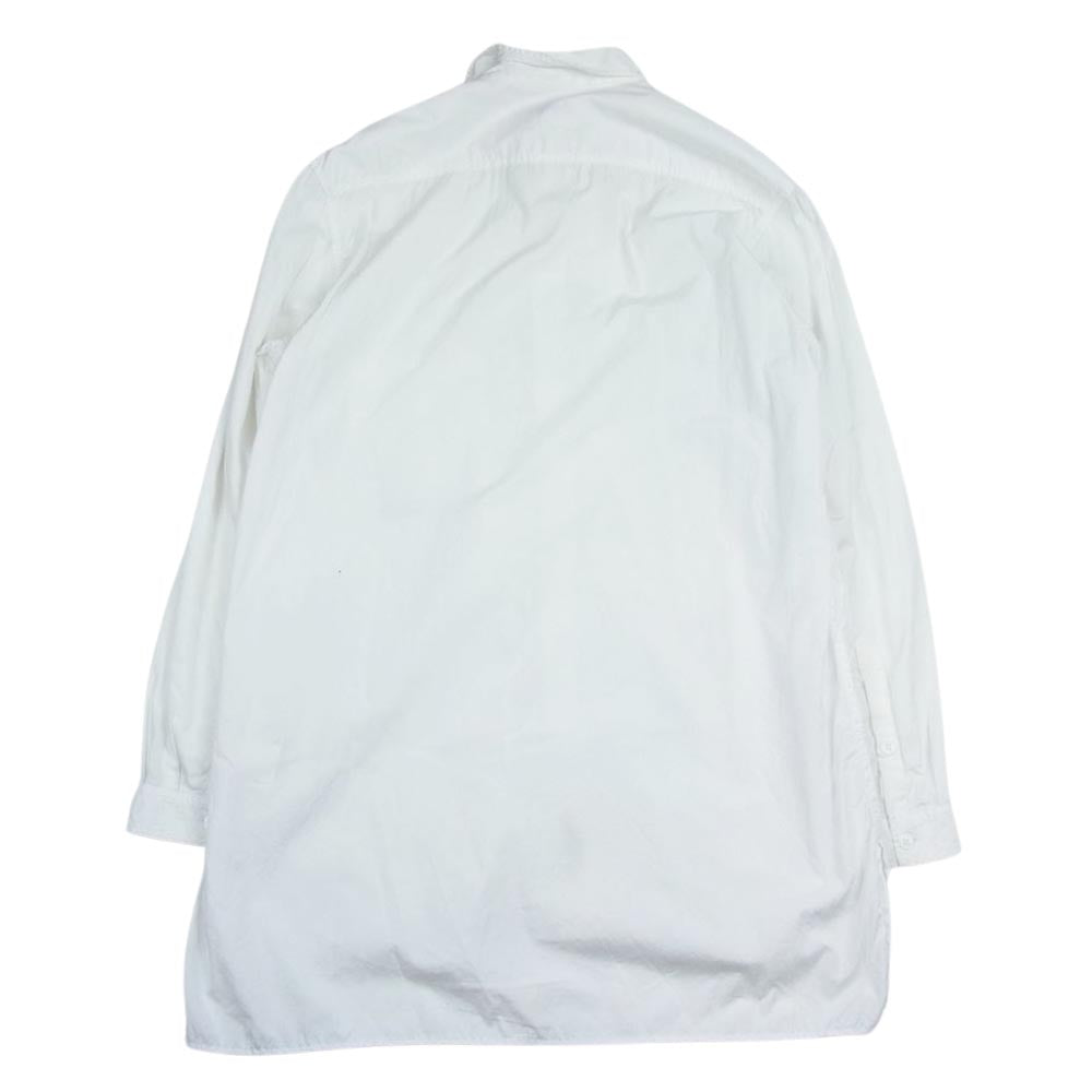 Yohji Yamamoto POUR HOMME ヨウジヤマモトプールオム 20AW HR-B05-001 台衿ロングカラー 環縫い コットンロングブラウス ホワイト系 2【中古】