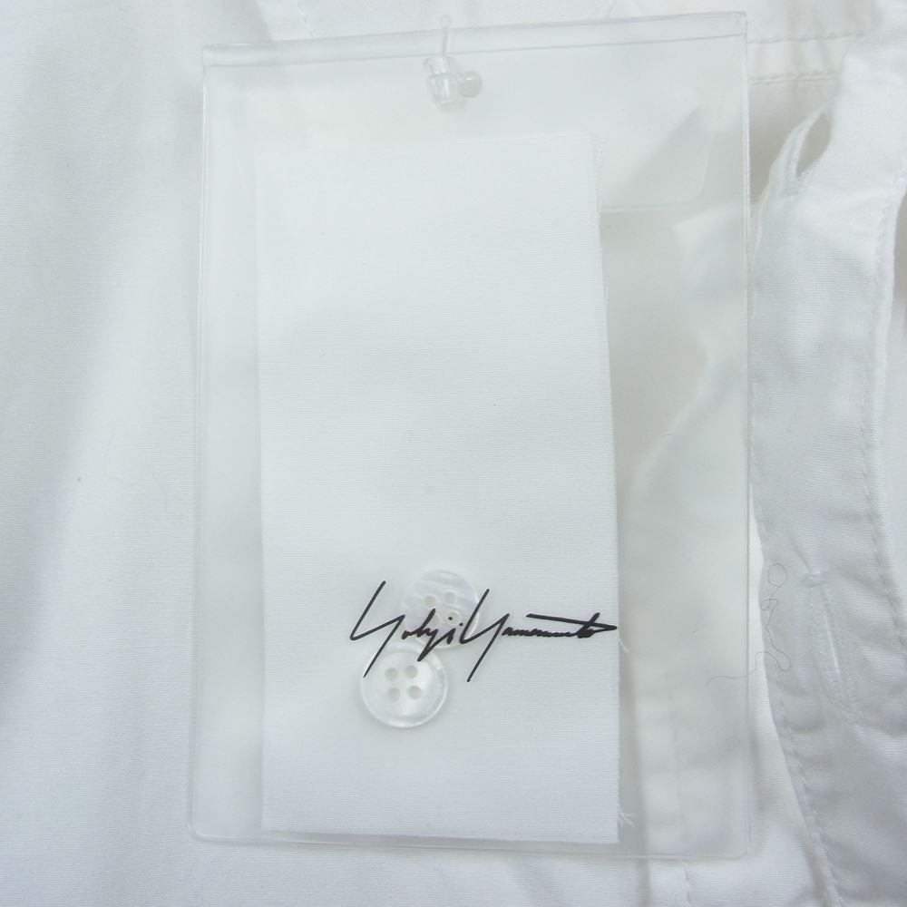 Yohji Yamamoto POUR HOMME ヨウジヤマモトプールオム 20AW HR-B05-001 台衿ロングカラー 環縫い コットンロングブラウス ホワイト系 2【中古】
