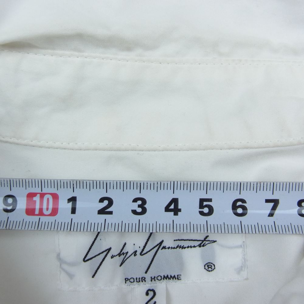 Yohji Yamamoto POUR HOMME ヨウジヤマモトプールオム 20AW HR-B05-001 台衿ロングカラー 環縫い コットンロングブラウス ホワイト系 2【中古】