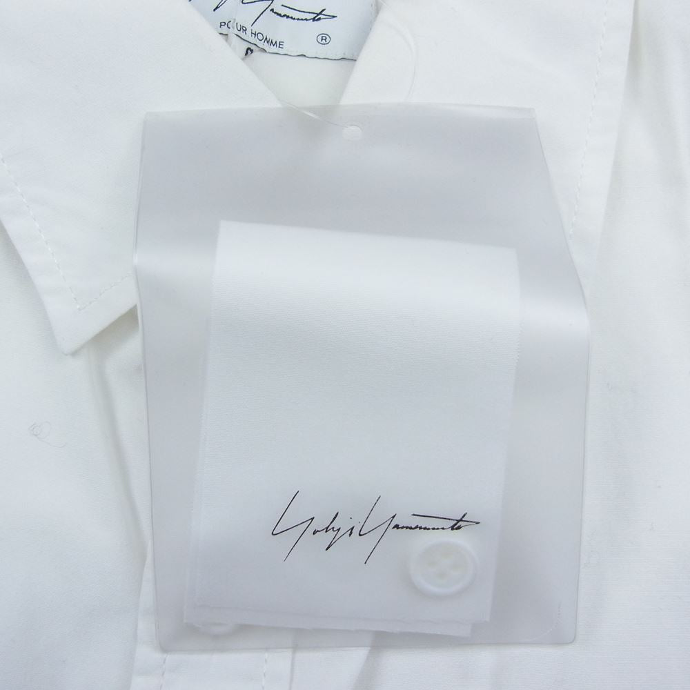 Yohji Yamamoto POUR HOMME ヨウジヤマモトプールオム 21AW HX-B67-005 COTTON BROAD CHAIN STITCH LEFT BREAST PATCH POCKET BLOUSE 環縫い コットンロング ブラウス ホワイト系 2【中古】