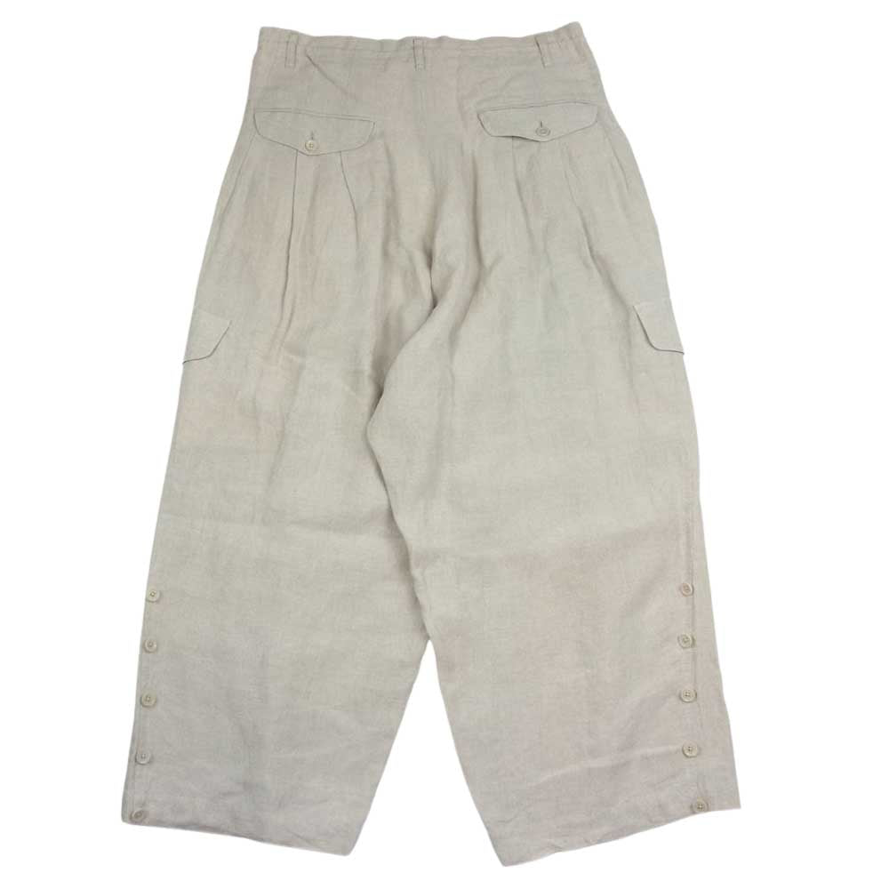 Yohji Yamamoto POUR HOMME ヨウジヤマモトプールオム 21SS HD-P47-30 レースアップ 裾ボタン リネン ジョッパーズ 麻 カーゴパンツ ベージュ系 2【中古】