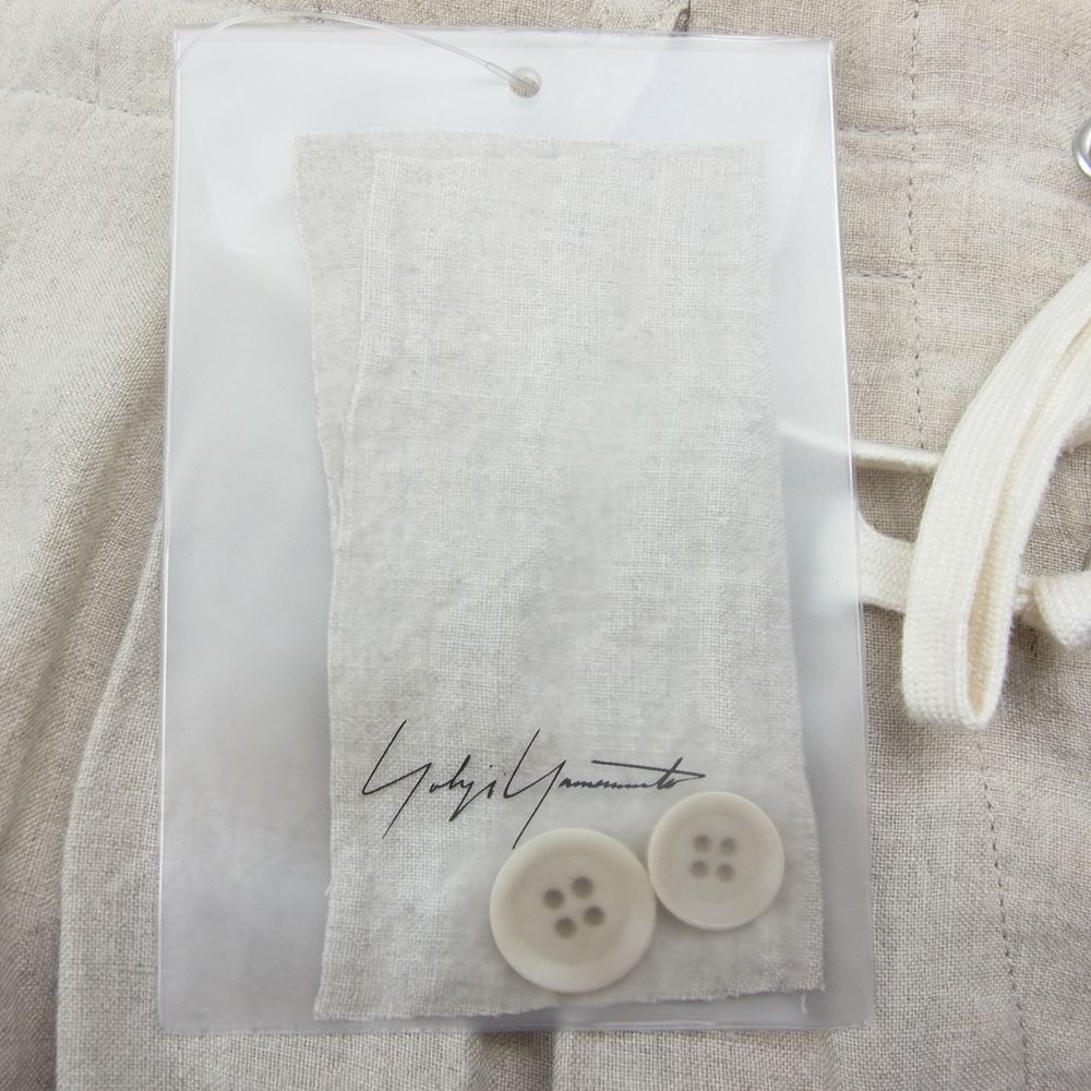 Yohji Yamamoto POUR HOMME ヨウジヤマモトプールオム 21SS HD-P47-30 レースアップ 裾ボタン リネン ジョッパーズ 麻 カーゴパンツ ベージュ系 2【中古】