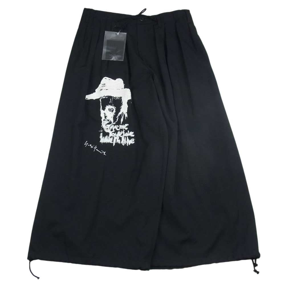 Yohji Yamamoto POUR HOMME ヨウジヤマモトプールオム 20SS HN-P90-102 山本耀司 墨絵 セルフポートレート 刺繍 ウールギャバジン バルーンパンツ ブラック系 2【美品】【中古】