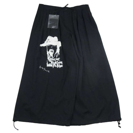 Yohji Yamamoto POUR HOMME ヨウジヤマモトプールオム 20SS HN-P90-102 山本耀司 墨絵 セルフポートレート 刺繍 ウールギャバジン バルーンパンツ ブラック系 2【美品】【中古】