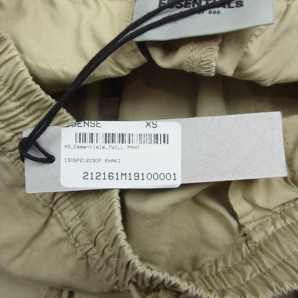 FEAR OF GOD フィアオブゴッド 21SS ESSENTIALS エッセンシャル Twill Pant ツイル イージー ワーク パンツ  ベージュ系 XS【極上美品】【中古】