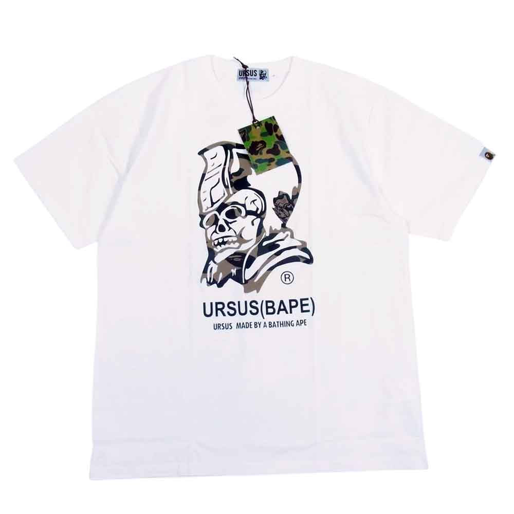 A BATHING APE アベイシングエイプ 21SS  1H20110006 URSUS CAMO TRADEMARK TEE アーサス ロゴ Tシャツ ホワイト系 L【新古品】【未使用】【中古】