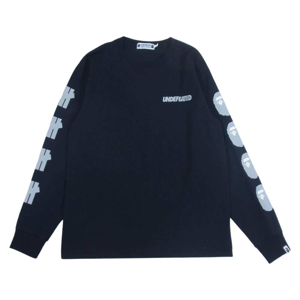 A BATHING APE アベイシングエイプ 001LTG731903X × UNDEFEATED アンディーフィーテッド LONG SLEEVE TEE ロングスリーブ Tシャツ ブラック系 L【中古】