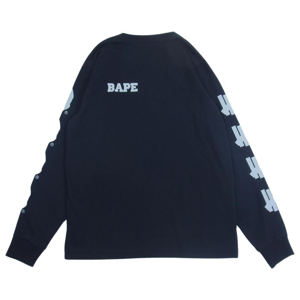 A BATHING APE アベイシングエイプ 001LTG731903X × UNDEFEATED アンディーフィーテッド LONG SLEEVE TEE ロングスリーブ Tシャツ ブラック系 L【中古】
