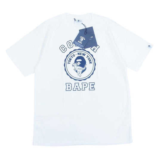 A BATHING APE アベイシングエイプ 1H73109902  × COACH コーチ COLLEGE TEE カレッジ Tシャツ ホワイト系 L【新古品】【未使用】【中古】