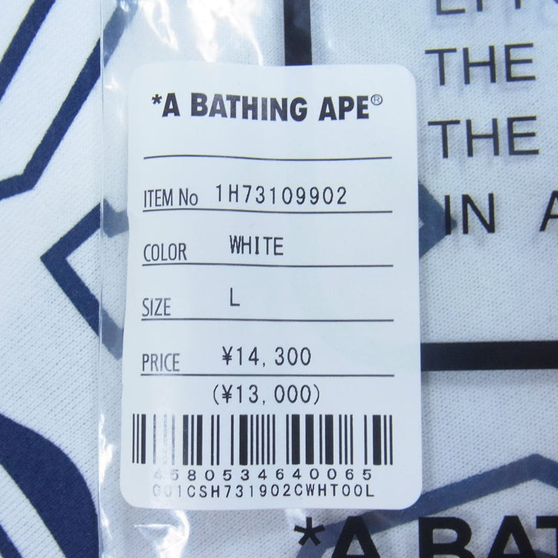 A BATHING APE アベイシングエイプ 1H73109902 × COACH コーチ COLLEGE TEE カレッジ Tシャツ ホワイト系  L【新古品】【未使用】【中古】