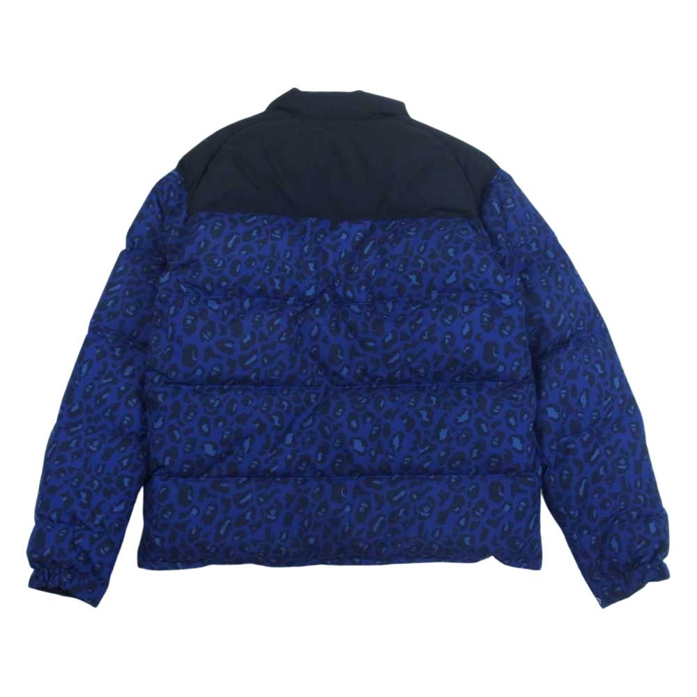 A BATHING APE アベイシングエイプ レオパード ダウン ジャケット ブラック系 ブルー系 XL【中古】