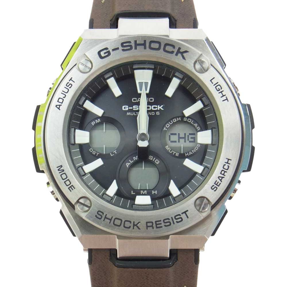 CASIO G-SHOCK カシオ ジーショック GST-W130L Gスチール デジアナ 電波ソーラー 腕時計 ウオッチ シルバー系【中古】