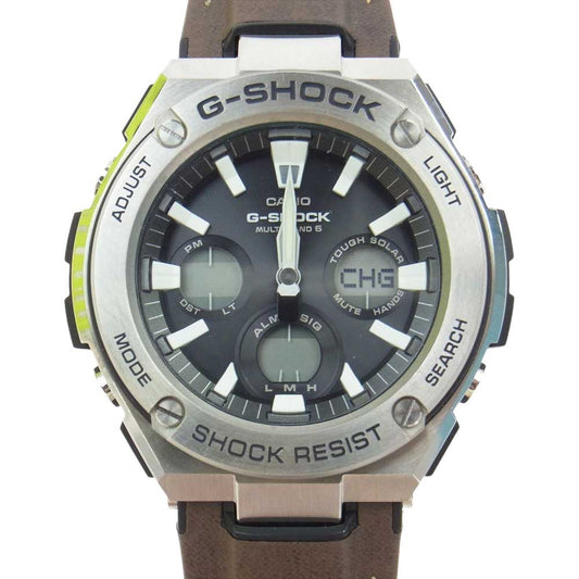CASIO G-SHOCK カシオ ジーショック GST-W130L Gスチール デジアナ 電波ソーラー 腕時計 ウオッチ シルバー系【中古】
