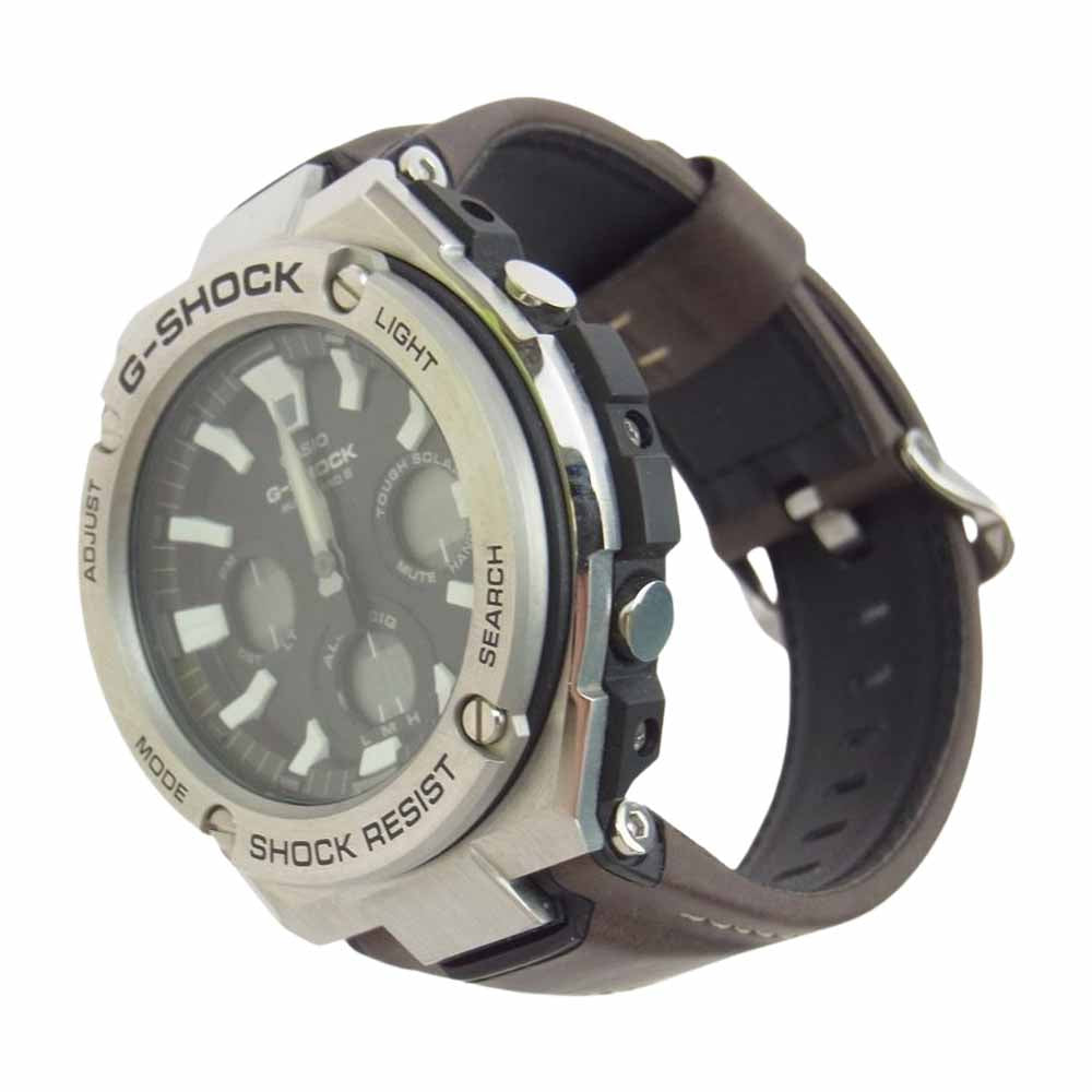 美品✨G-SHOCK GST-W130L 電波ソーラー 腕時計 シルバー レザー カシオG-SHOCK GST-W130L 美品