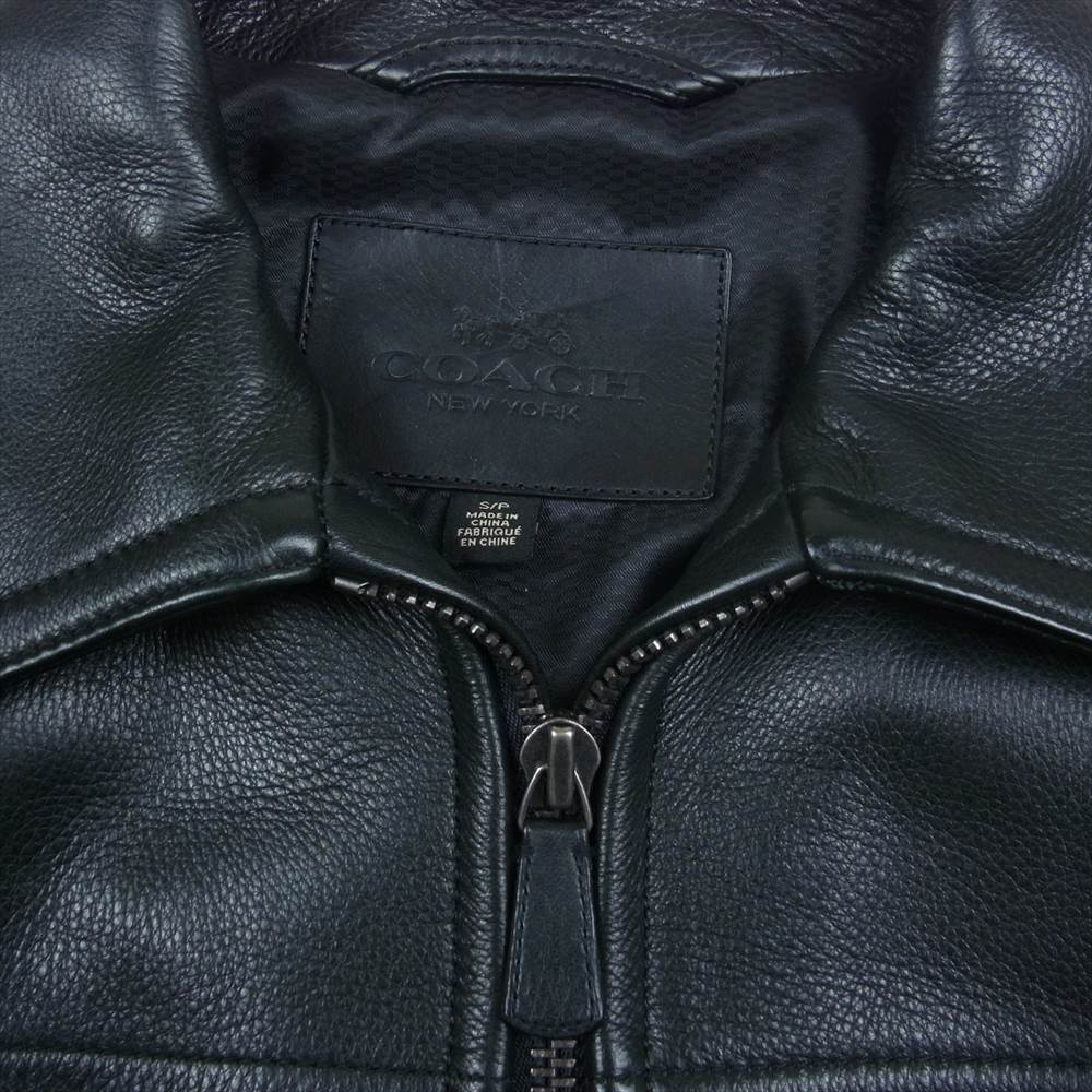 COACH コーチ レザー シングル ライダース ジャケット ブラック系 S【中古】