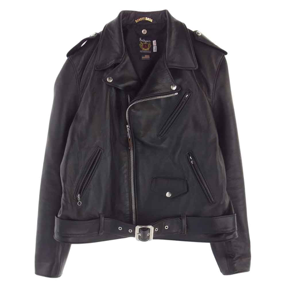 schott ショット 217US SHEEP ONE STAR TALL RIDERS 茶芯 シープ ワン スター トール レザー ダブルライダース ジャケット ブラック系 44【美品】【中古】