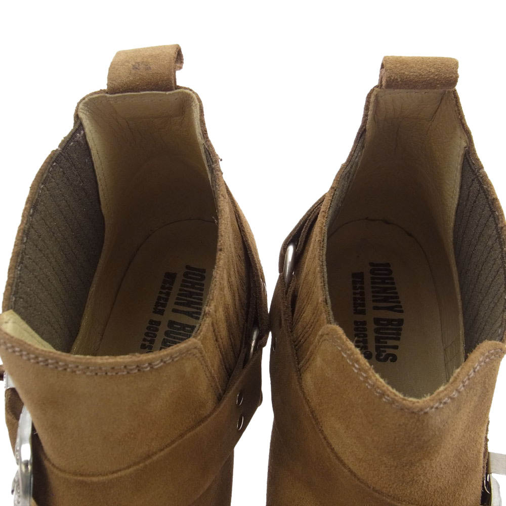 ジョニーブルズ 4719 IG別注 SUEDE CAMEL スエード バックルチェーンストラップ ウエスタンブーツ ブラウン系 42【極上美品】【中古】