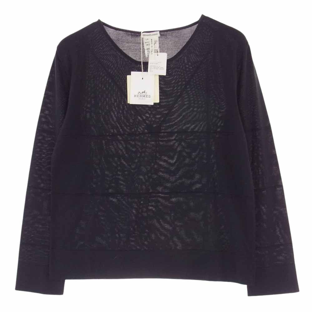 HERMES エルメス マルジェラ期 PULL ENCOLURE RONDE SOIRE RAYURES NERVURE NOIR 立体裁断 プルオーバ― ニット カットソー ダークネイビー系【新古品】【未使用】【中古】