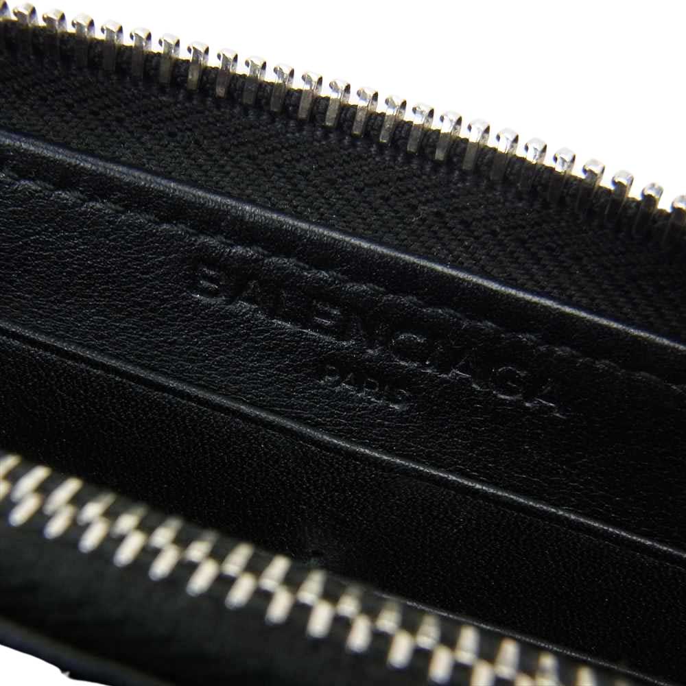 BALENCIAGA バレンシアガ 436045 パンチングロゴ レザー ラウンドファスナー ウォレット 長財布 ブラック系【中古】