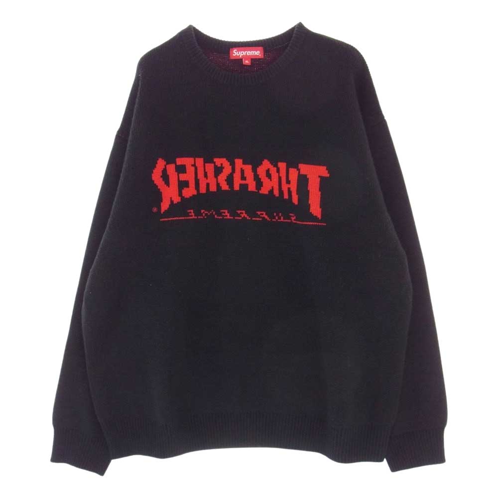 Supreme シュプリーム 21AW Thrasher Sweater スラッシャー セーター ニット ブラック系 レッド系 XL【中古】