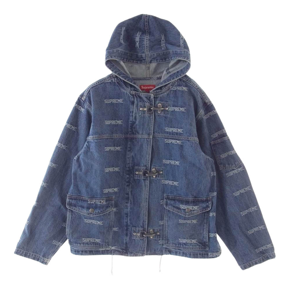 Supreme シュプリーム 19SS Logo Denim Turnout Jacket ロゴ デニム ジャケット インディゴブルー系 M【中古】