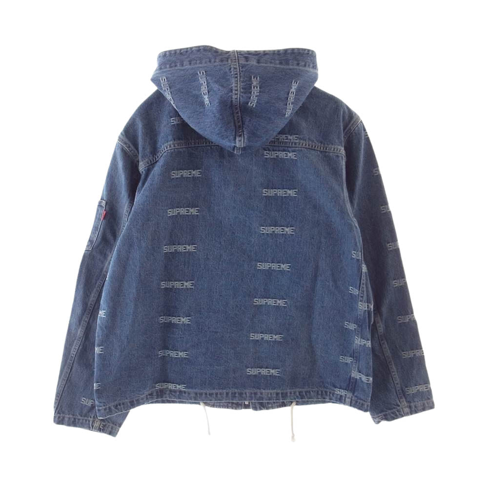 Supreme シュプリーム 19SS Logo Denim Turnout Jacket ロゴ デニム ジャケット インディゴブルー系 M【中古】