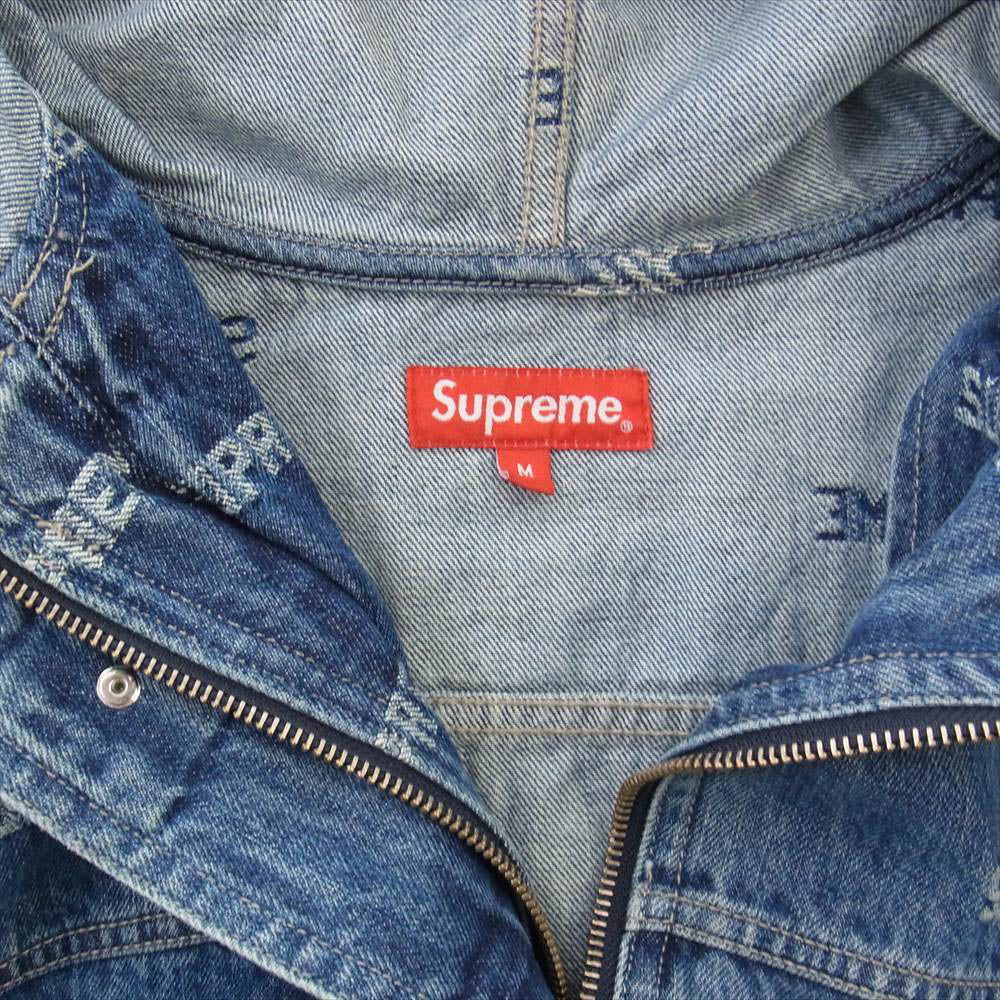 Supreme シュプリーム 19SS Logo Denim Turnout Jacket ロゴ デニム ジャケット インディゴブルー系 M【中古】