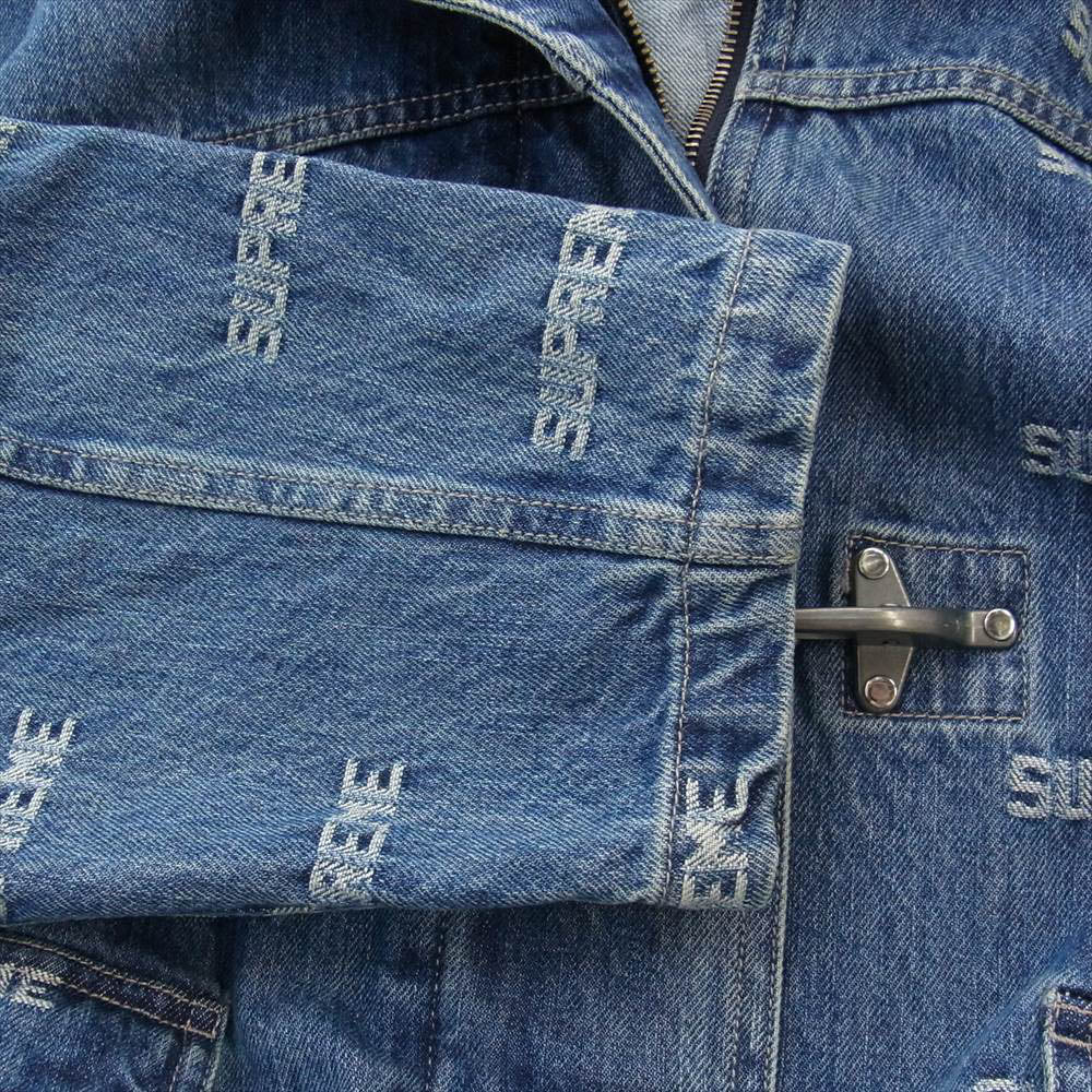 Supreme シュプリーム 19SS Logo Denim Turnout Jacket ロゴ デニム ジャケット インディゴブルー系 M【中古】