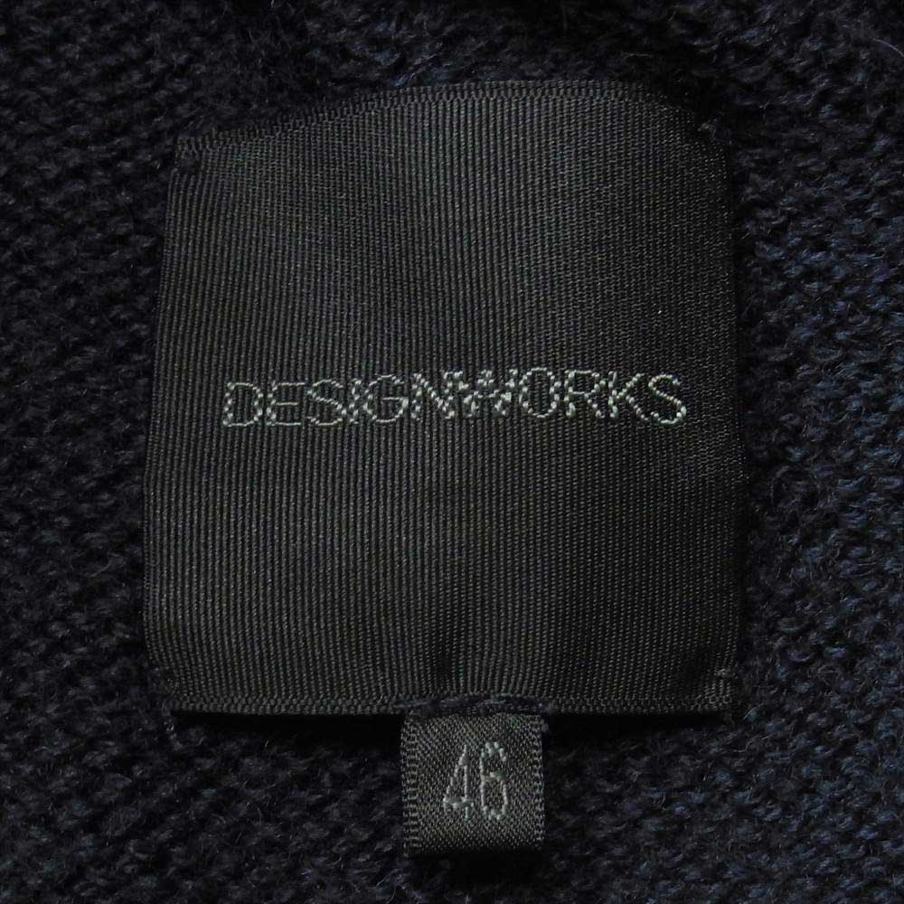 DESIGNWORKS デザインワークス 0360040000 フード着脱可能 インナー ダウンライナー フルジップ ニット カーディガン ネイビー系 46【中古】