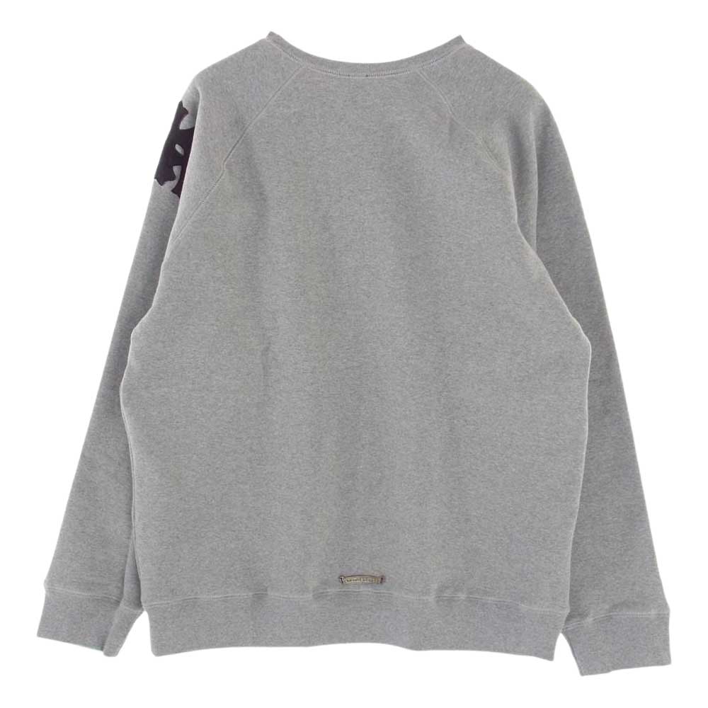 CHROME HEARTS クロムハーツ（原本無） 国内正規品 Y NOT セメタリークロス レザーパッチ スクロールラベル クルーネック スウェット トレーナー グレー系 XL【美品】【中古】