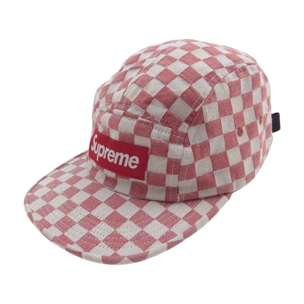 Supreme シュプリーム 18SS Checkerboard Camp Cap チェッカーボード キャンプ キャップ レッド系 ホワイト系【中古】