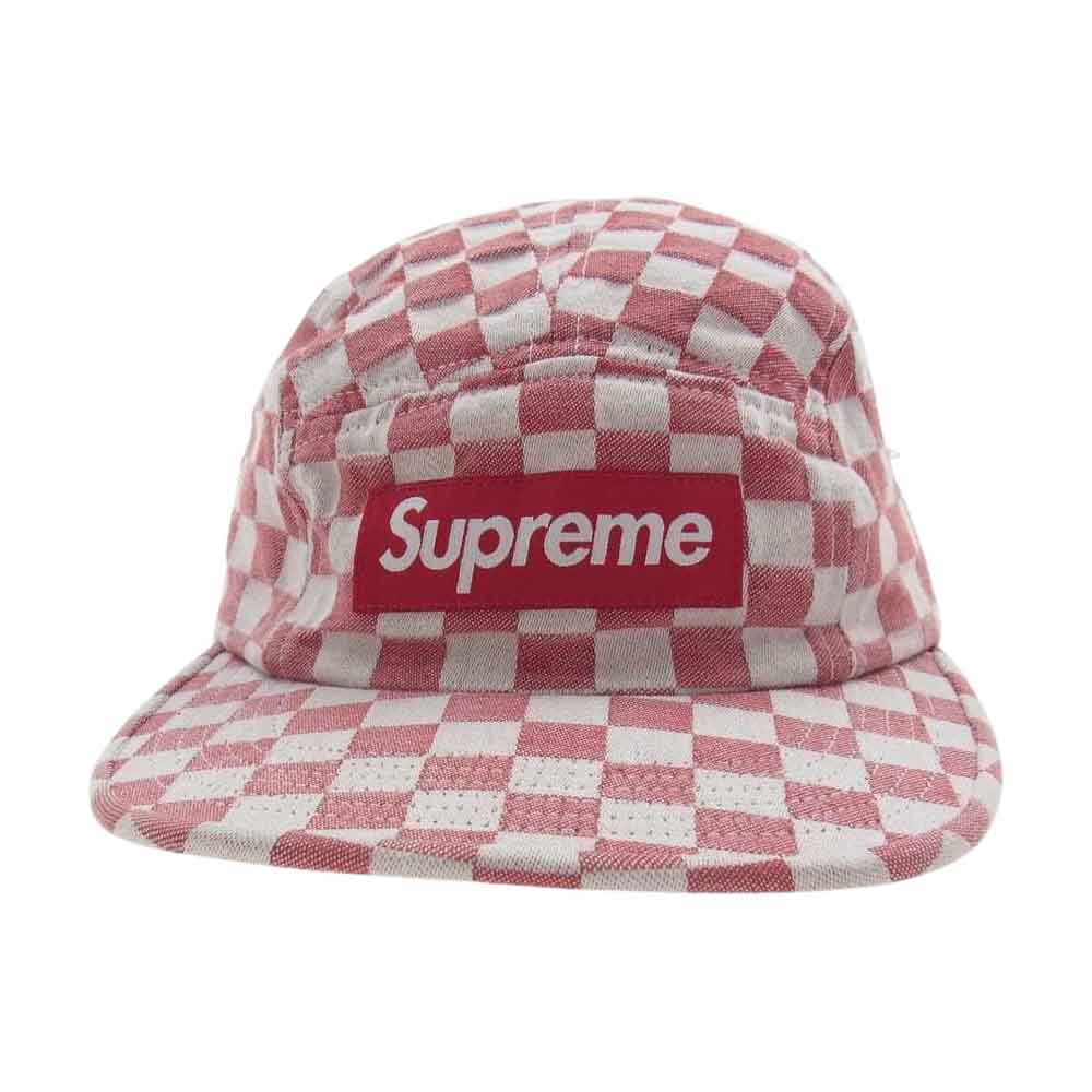 Supreme シュプリーム 18SS Checkerboard Camp Cap チェッカーボード キャンプ キャップ レッド系 ホワイト系【中古】