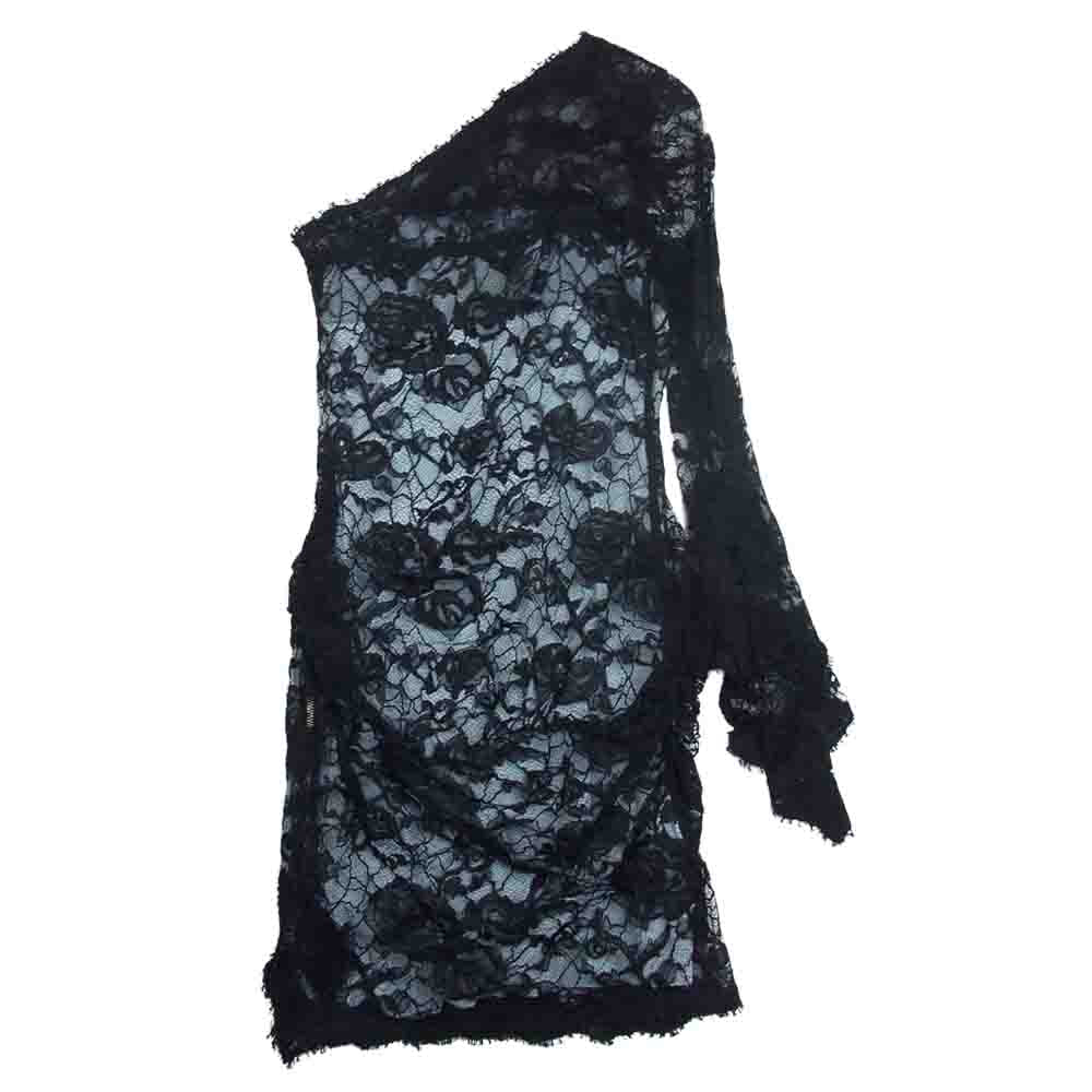 Emilio Pucci エミリオプッチ 31RI71 イタリア製 ワンショルダー 総レース ワンピース ドレス ブラック系 36【中古】
