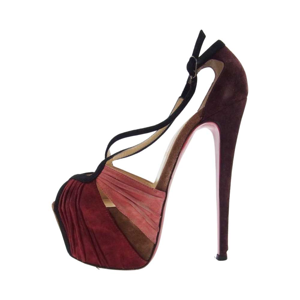 Christian Louboutin クリスチャンルブタン 3120441 Divinoche 160 VEAU VELOURS スエード レザー ストラップ ハイヒール シューズ レッド系 36 1/2【中古】