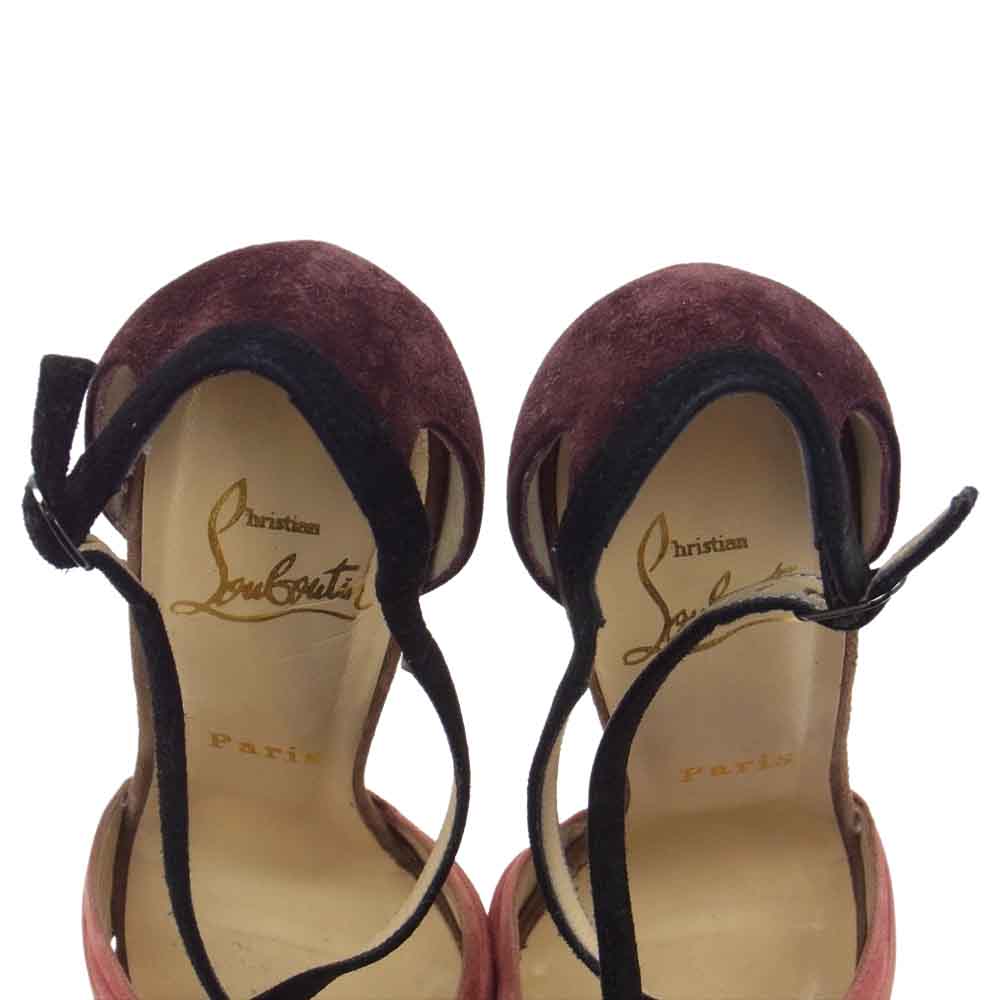 Christian Louboutin クリスチャンルブタン 3120441 Divinoche 160 VEAU VELOURS スエード レザー ストラップ ハイヒール シューズ レッド系 36 1/2【中古】