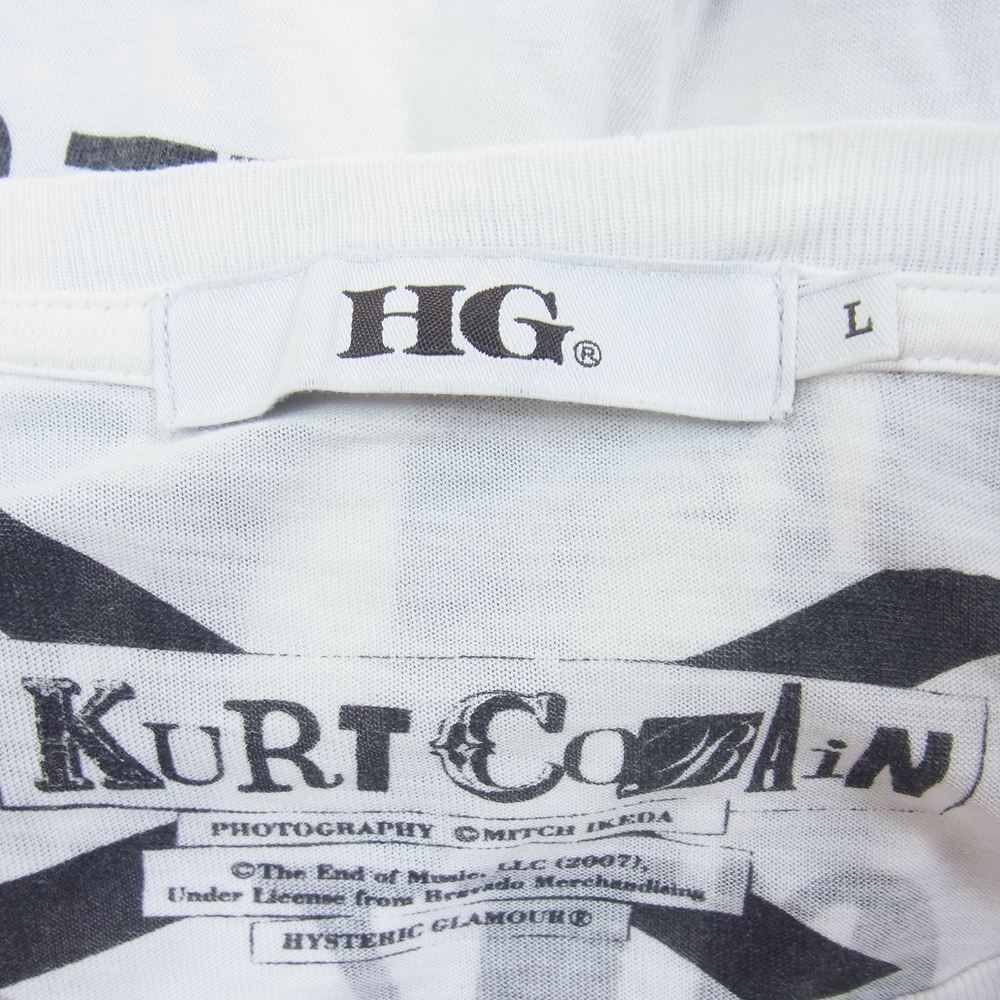 HYSTERIC GLAMOUR ヒステリックグラマー 4CT-4643 PICK ME YEAH KURT COBAIN Tee カートコバーン フォトプリント 半袖 Tシャツ ホワイト系 L【中古】