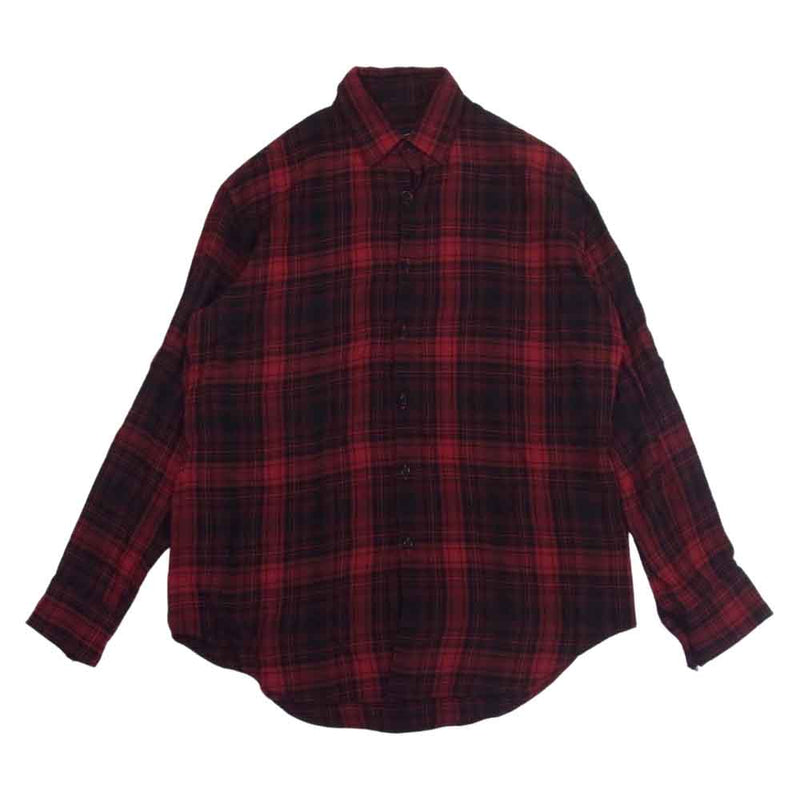 LAD MUSICIAN ラッドミュージシャン 2216-117 STANDARD SHIRT RAYON OMBRE CHECK オンブレチェック レーヨン スタンダード 長袖 シャツ レッド系 42【中古】