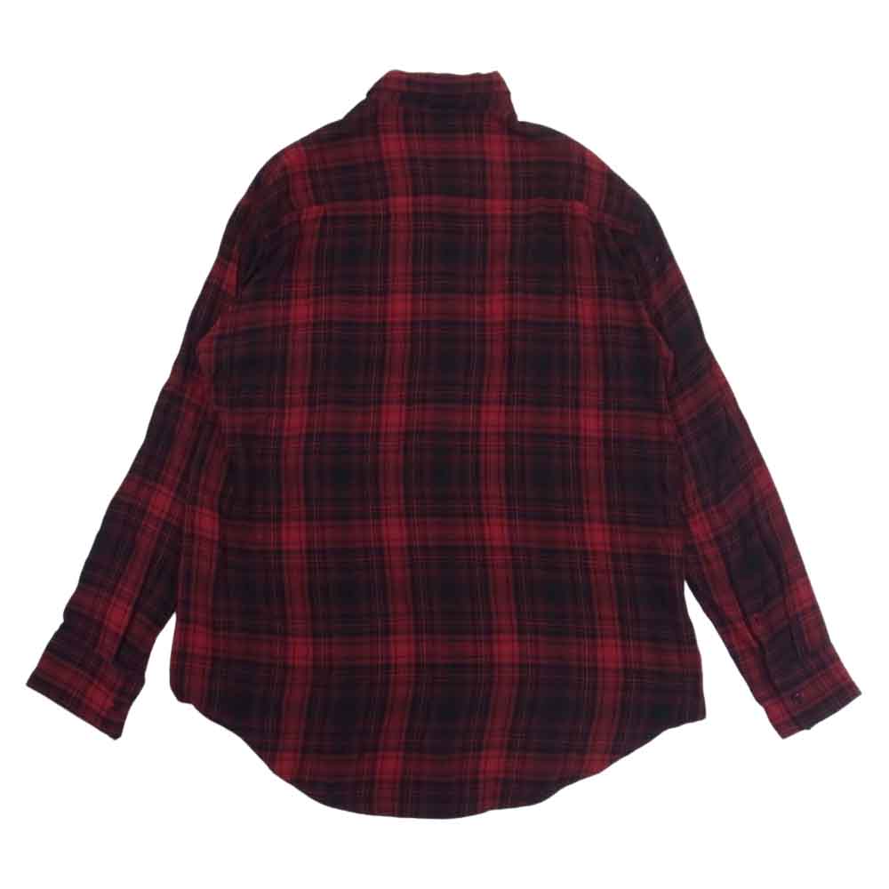 LAD MUSICIAN ラッドミュージシャン 2216-117 STANDARD SHIRT RAYON OMBRE CHECK オンブレチェック レーヨン スタンダード 長袖 シャツ レッド系 42【中古】