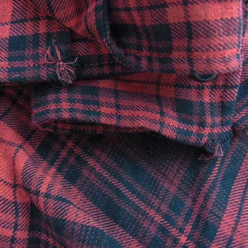 LAD MUSICIAN ラッドミュージシャン 2216-117 STANDARD SHIRT RAYON OMBRE CHECK オンブレチェック レーヨン スタンダード 長袖 シャツ レッド系 42【中古】