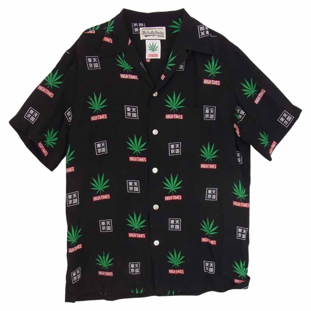 WACKO MARIA ワコマリア 20SS × HIGHTIMES HAWAIIAN SHIRT ハイタイムズ 総柄 レーヨン アロハ シャツ ブラック系 M【中古】