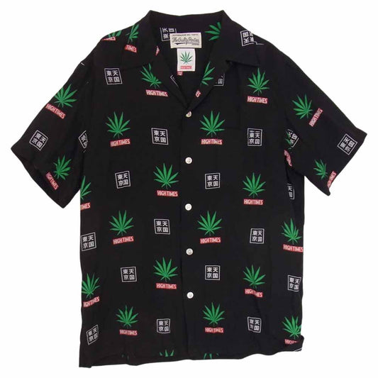 WACKO MARIA ワコマリア 20SS × HIGHTIMES HAWAIIAN SHIRT ハイタイムズ 総柄 レーヨン アロハ シャツ ブラック系 M【中古】