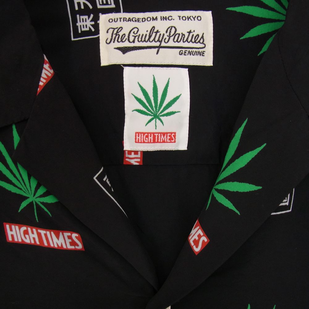 WACKO MARIA ワコマリア 20SS × HIGHTIMES HAWAIIAN SHIRT ハイタイムズ 総柄 レーヨン アロハ シャツ ブラック系 M【中古】