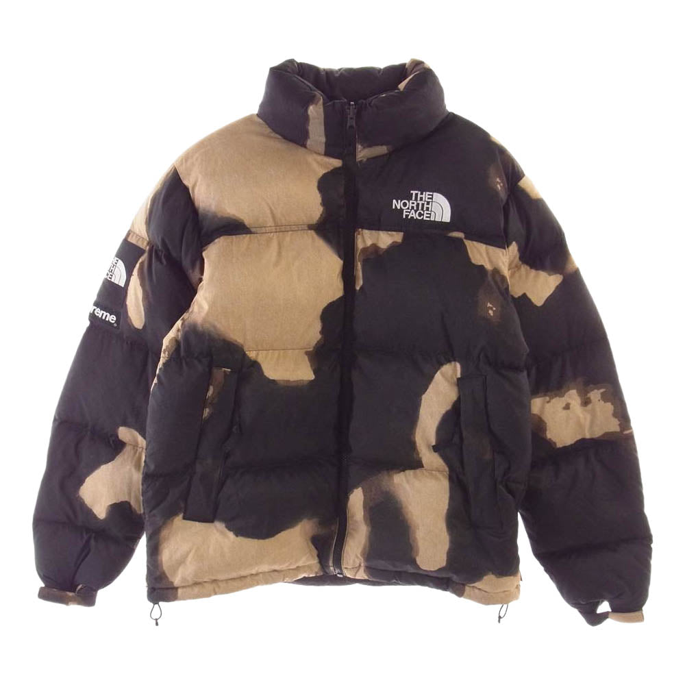 Supreme シュプリーム 21AW ND52100I × THE NORTH FACE ノースフェイス Bleached Denim Print Nuptse Jacket ブリーチ デニム プリント ダウン ジャケット M【中古】