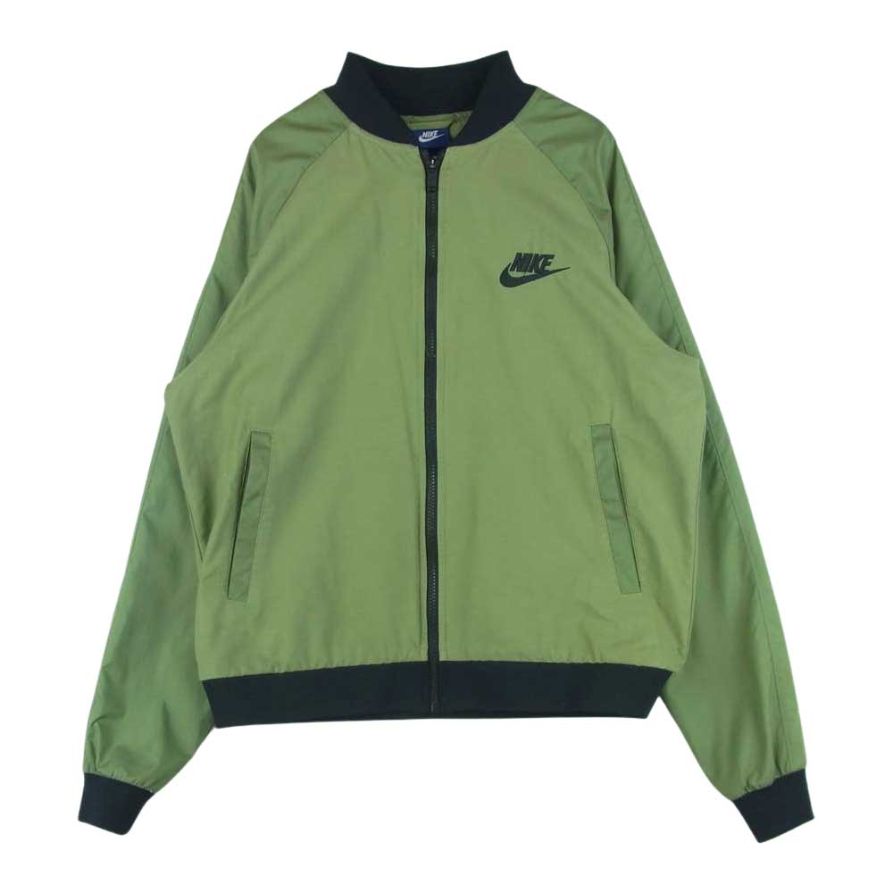 NIKE ナイキ 832225-387 WOVEN PLAYERS JACKET MA-1 スウッシュ ロゴ刺繍 カラーブロック ウーブン ブルゾン カーキ系 L【中古】