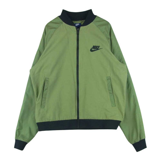 NIKE ナイキ 832225-387 WOVEN PLAYERS JACKET MA-1 スウッシュ ロゴ刺繍 カラーブロック ウーブン ブルゾン カーキ系 L【中古】