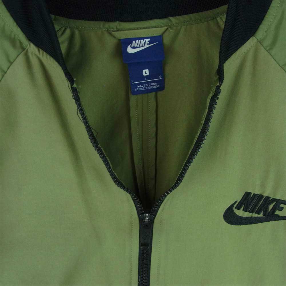 NIKE ナイキ 832225-387 WOVEN PLAYERS JACKET MA-1 スウッシュ ロゴ刺繍 カラーブロック ウーブン ブルゾン カーキ系 L【中古】
