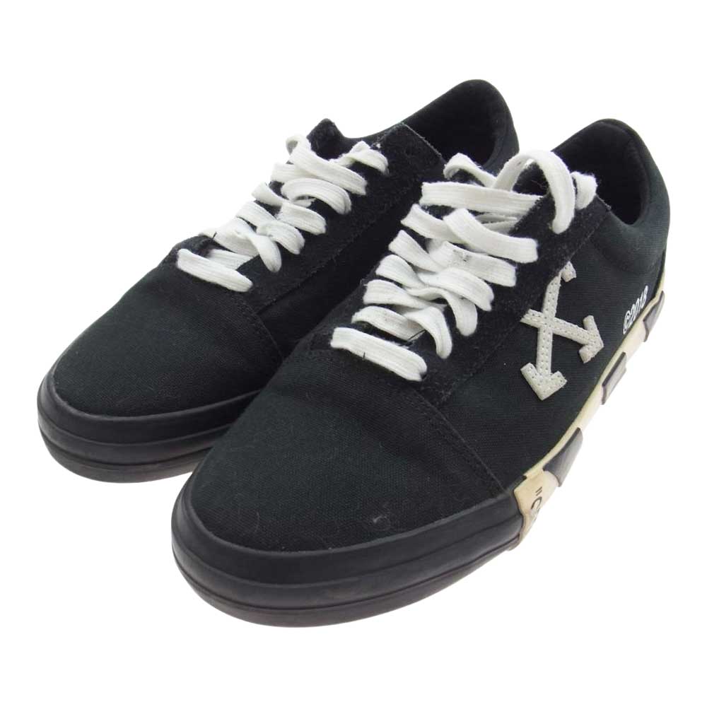 OFF-WHITE オフホワイト 19SS VULCANISED STRIPED LOWTOP アロー バルカナイズド ストライプ ローカット スニーカー ブラック系 41【中古】