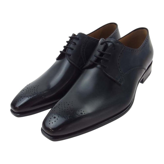 フランチェスコベニーニョ イタリア製 メダリオン プレーントゥ チゼルトゥ ロングノーズ ビジネスシューズ ブラック系 7 2/1【美品】【中古】