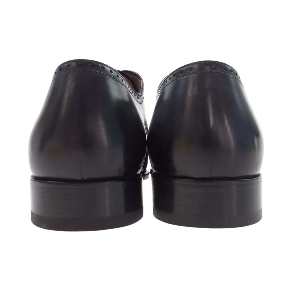 フランチェスコベニーニョ イタリア製 メダリオン プレーントゥ チゼルトゥ ロングノーズ ビジネスシューズ ブラック系 7 2/1【美品】【中古】