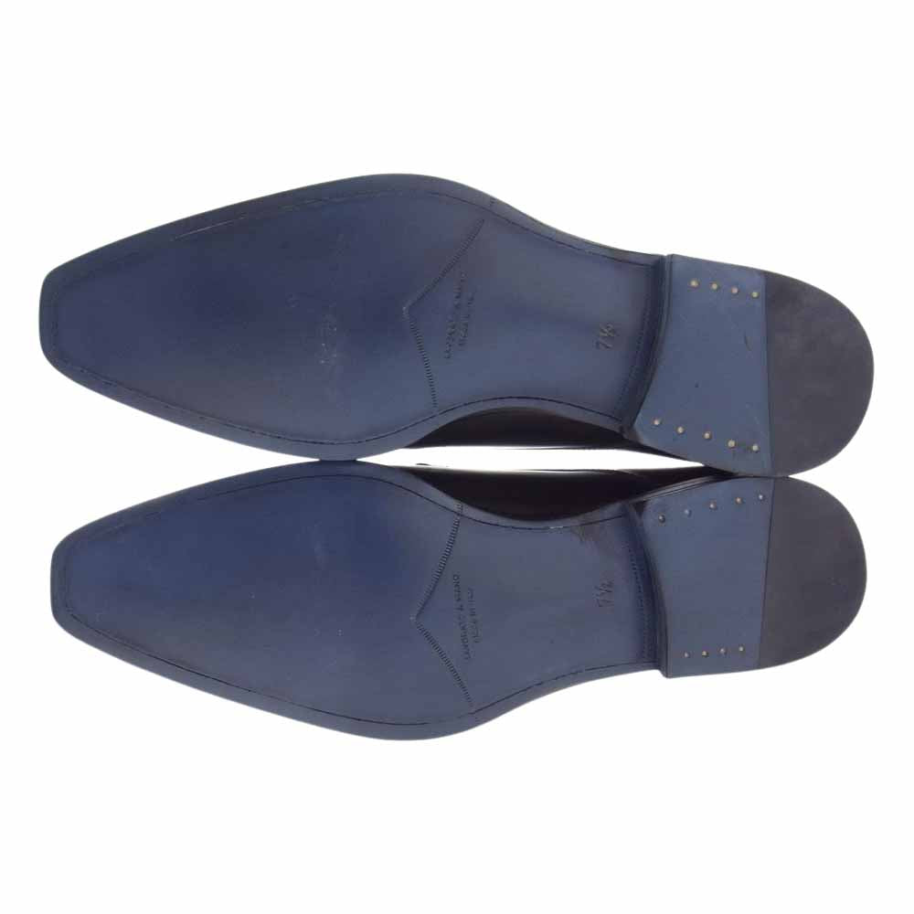 フランチェスコベニーニョ イタリア製 メダリオン プレーントゥ チゼルトゥ ロングノーズ ビジネスシューズ ブラック系 7 2/1【美品】【中古】